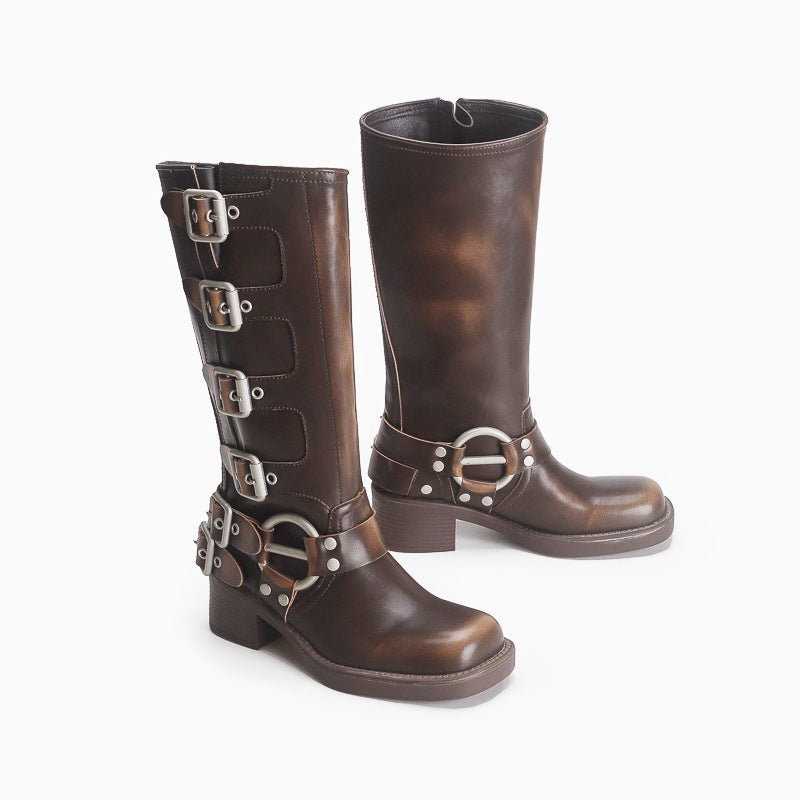 Cowboy Knight Chunky Tube Smoke Pipe Boots