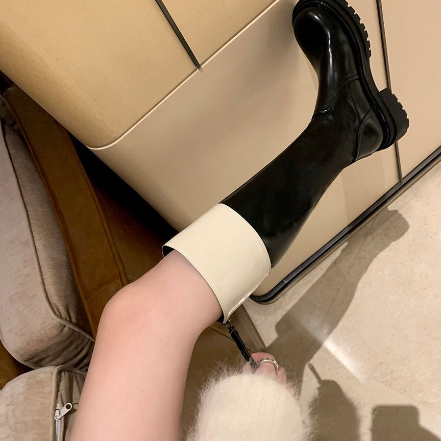 Women's Grape Mom Color Matching Fashion Round Boots