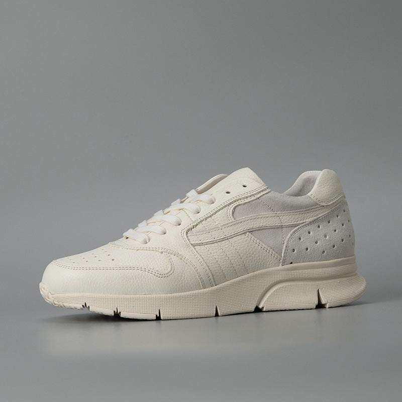 Men's Frost White Top Layer Cowhide Suede Leather Shoes
