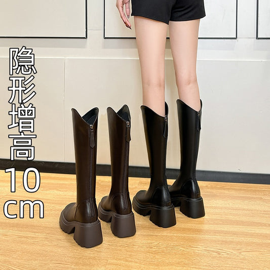 Women's Thick Bottom Small High V Cut Boots