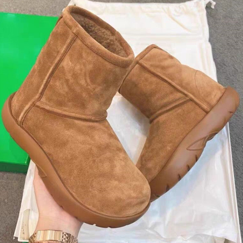 Women's Thick-soled Fur Winter Genuine Wool Thickening Snow Boots