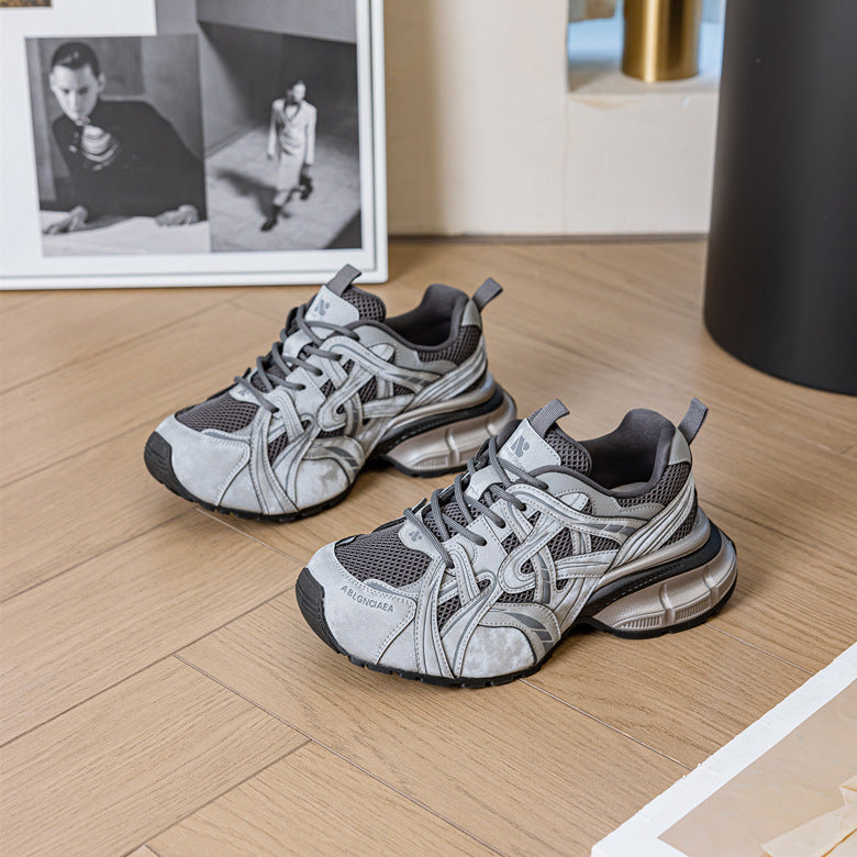 Women's Mesh Bottom Platform Dad Fleece-lined Slimming Small Women's Sports Shoes