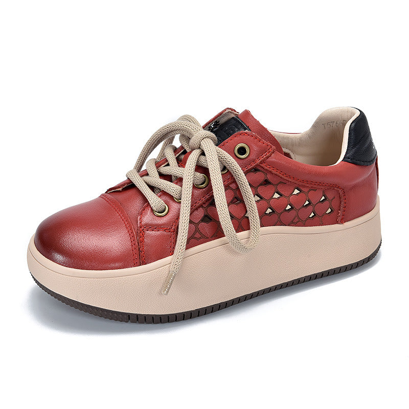 Women's Two-pair Top Layer Cowhide Summer Thick Heels