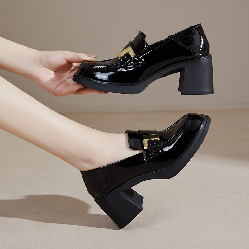 Chunky Pumps Female Square Toe Slip-on Women's Fashion Shoes