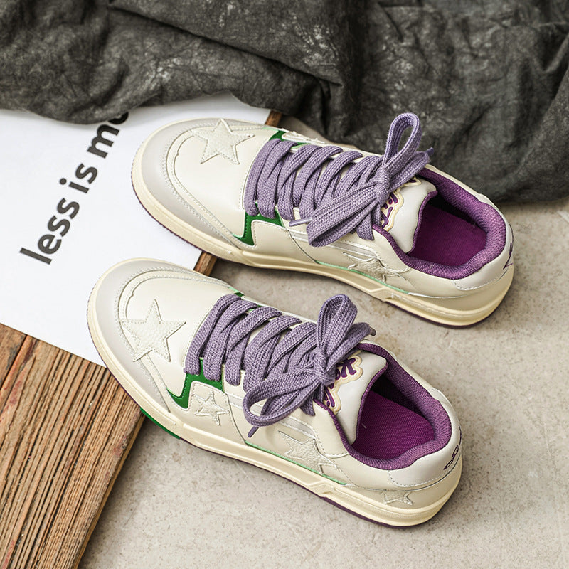 Men's Summer Purple Trendy Couple Retro White Sneakers