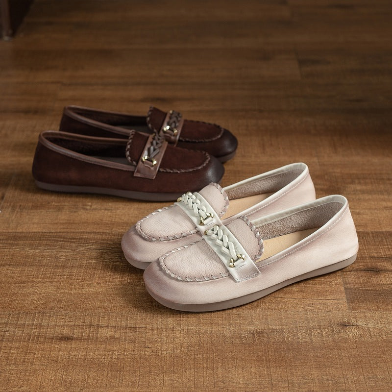 Women's Round Head Sewing Soft Bottom Slip-on Casual Shoes