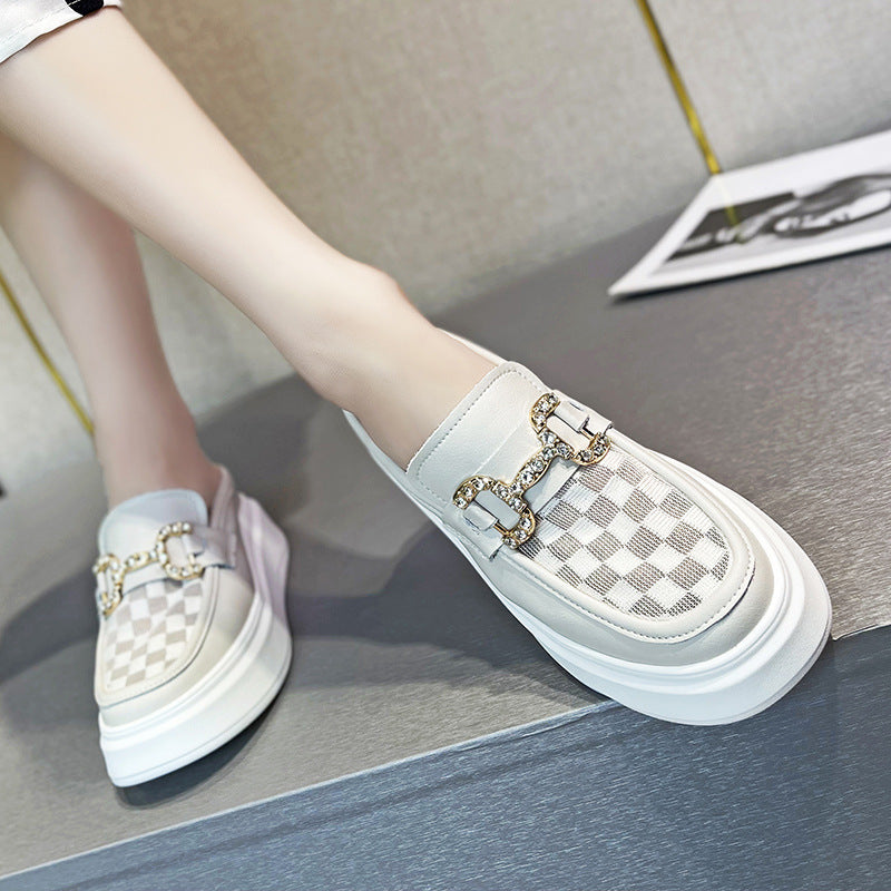 Women's Mesh Half For Height Increasing Insole Summer Platform Slippers
