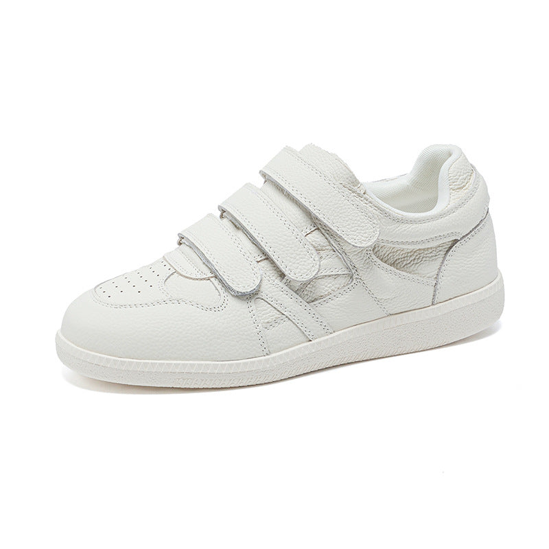 Women's Top Layer Cowhide Board Round Toe Fashion Korean Retro Genuine Women's Casual Shoes