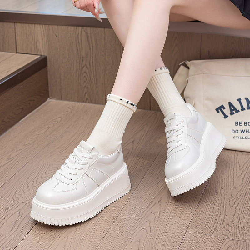 Women's Four Platform Board White Fleece-lined Women's Casual Shoes