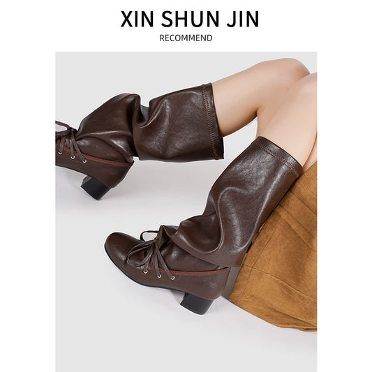 Niche Design Pants Chunky Platform Below Boots