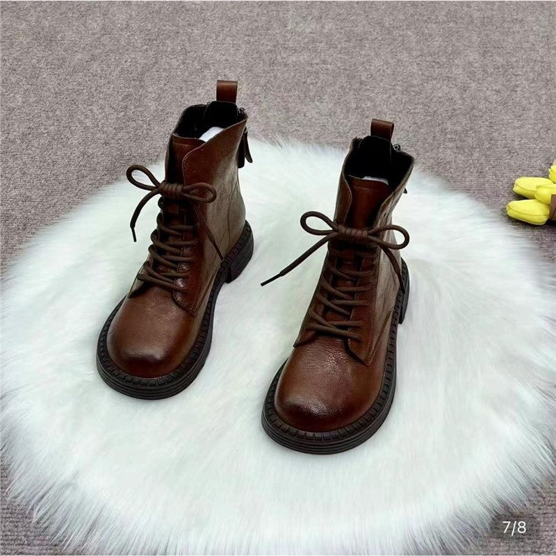 Women's Small Martin British Style Short Flat Women's Leather Boots