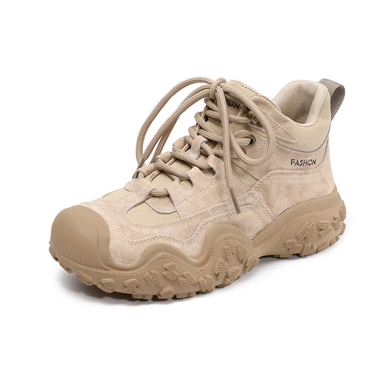 Women's Ankle Genuine Retro Outdoor Hiking Toe Cap Platform Women's Leather Boots