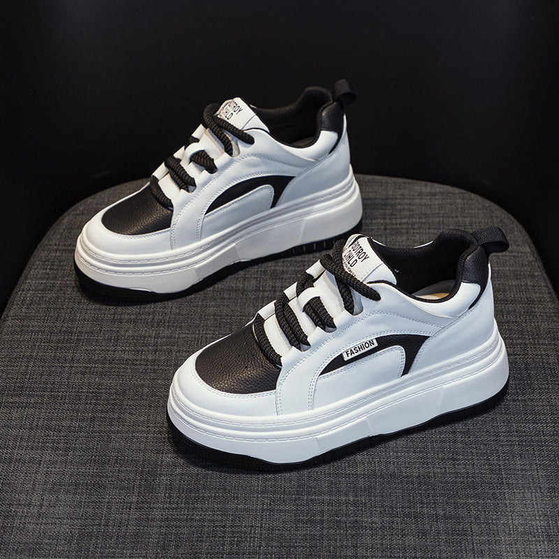 Women's Platform Hidden White Round Head Height Heels