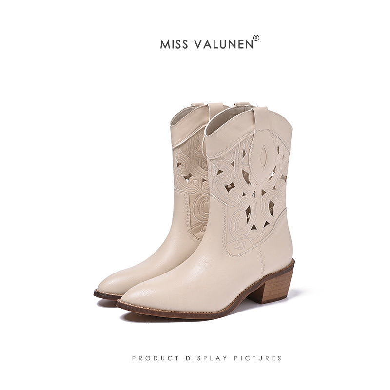 Women's Warren Summer Hollow Out Western Cowboy Vintage Boots