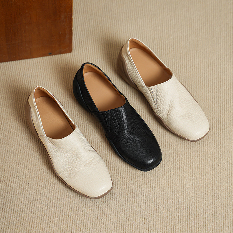 Women's Height Increasing Insole Commuter Deep Mouth Pumps German Training Bottom Leather Shoes