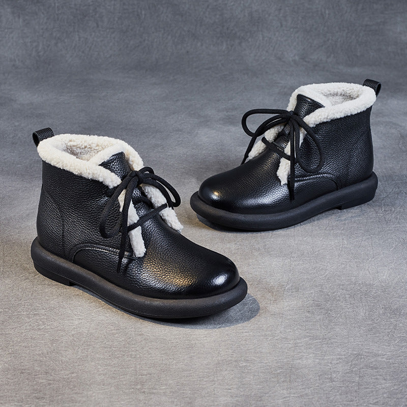 Women's Grain Cow Personality Characteristic Big Cotton Snow Boots