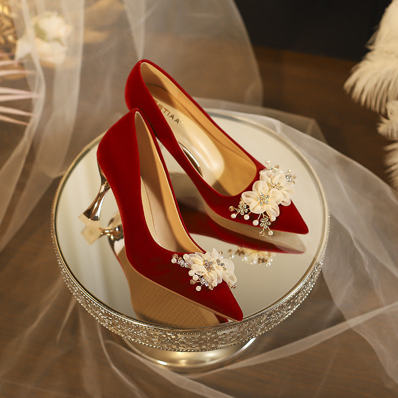 Women's Chinese Style Bridal Not Tired Feet Main Heels