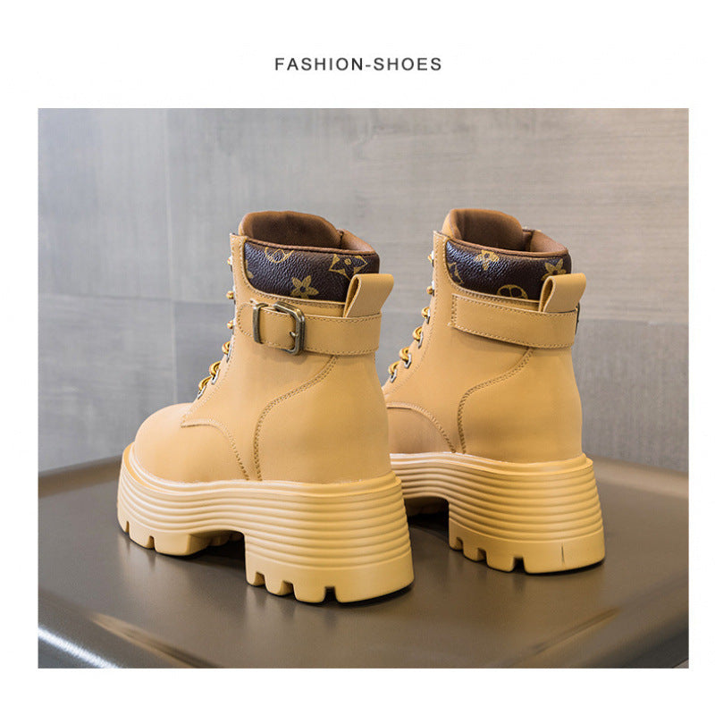 Women's Platform Small Size Short Lace Up Insulated Boots