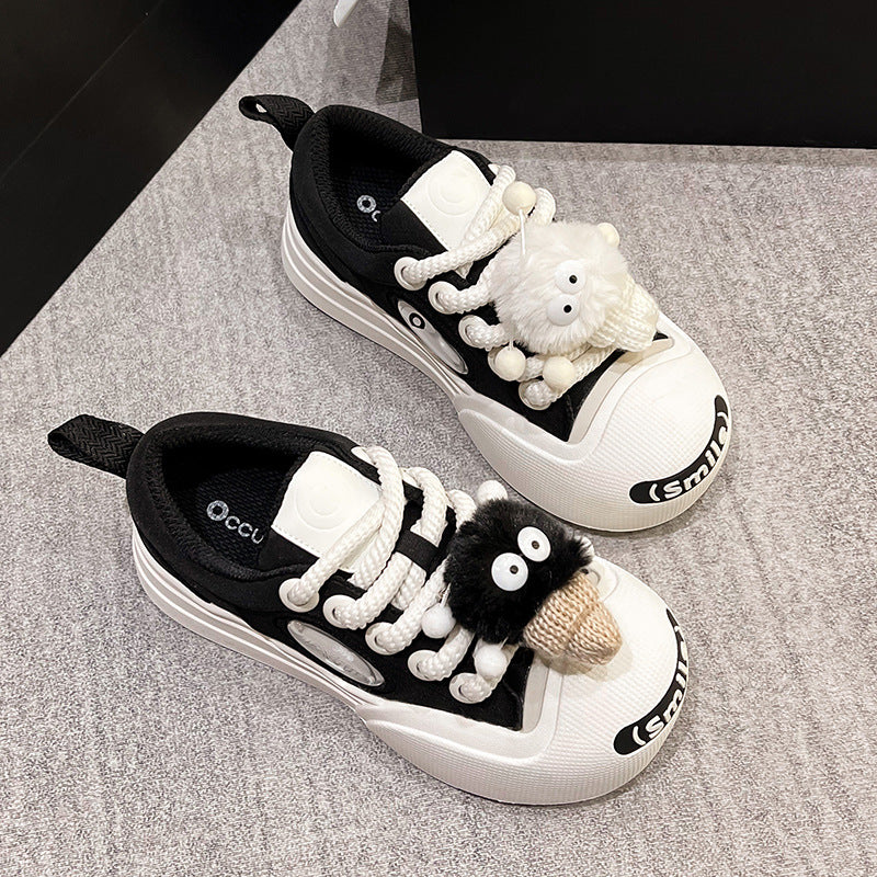 Women's Yan Raise The Bottom Ugly Cute Smiling Black White Casual Shoes