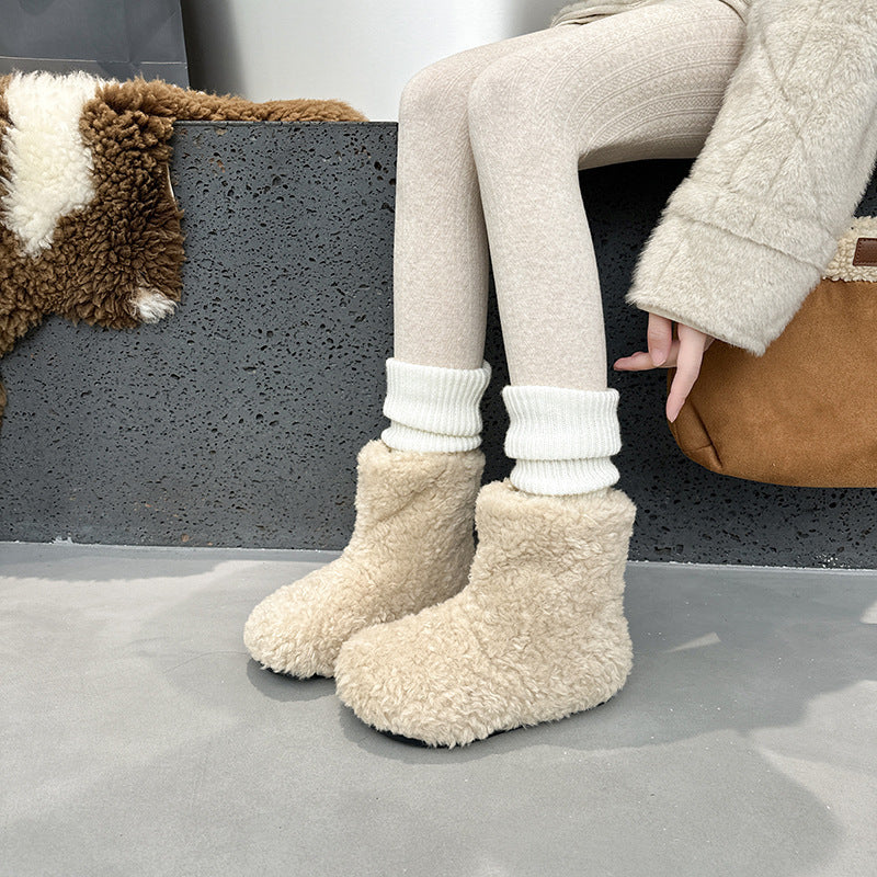 Women's Invisible Height Increasing Insole Trendy Warm Winter Fleece-lined Fluffy Short Women's Snow Boots
