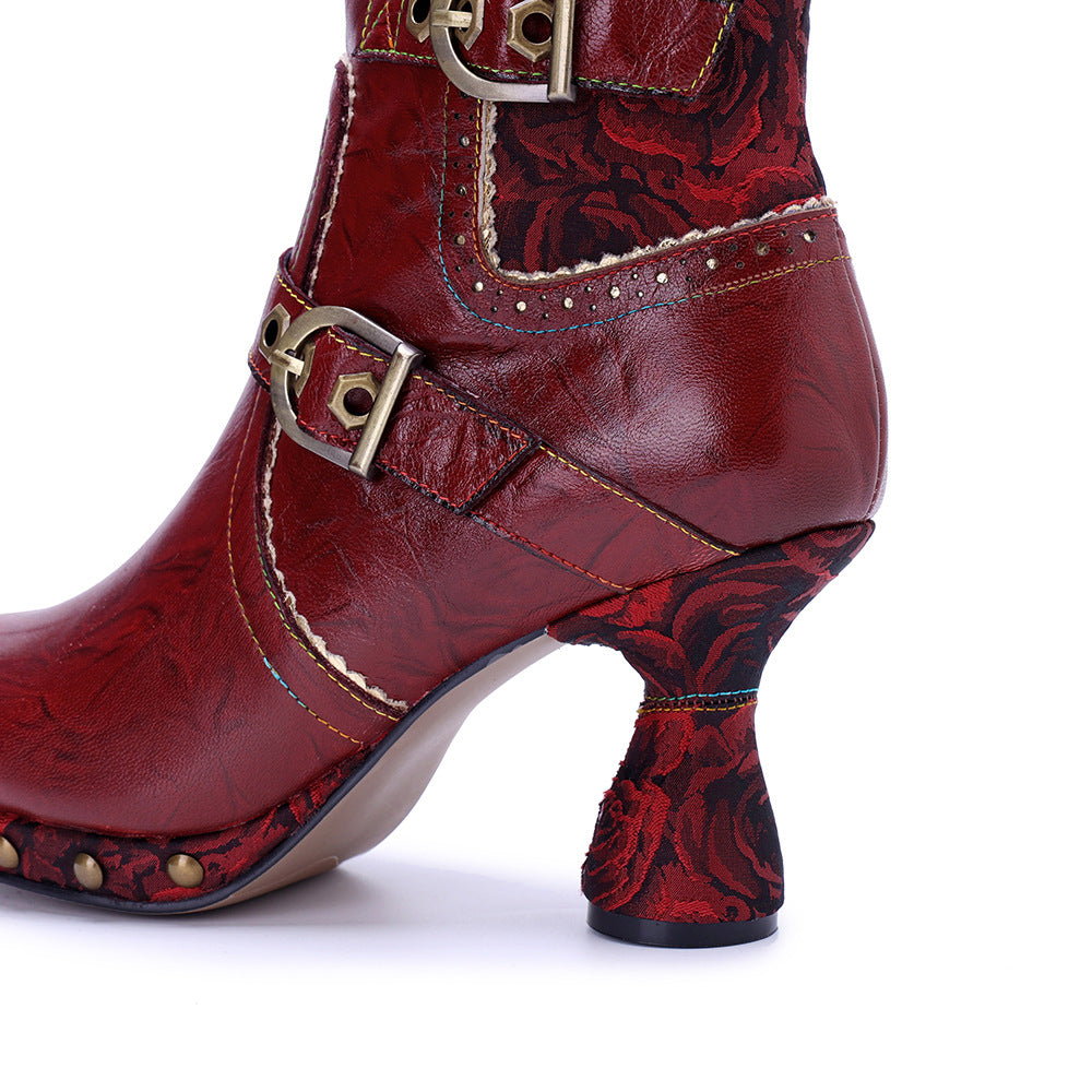 Women's Handmade Genuine Polished Fashion Side Zipper Boots