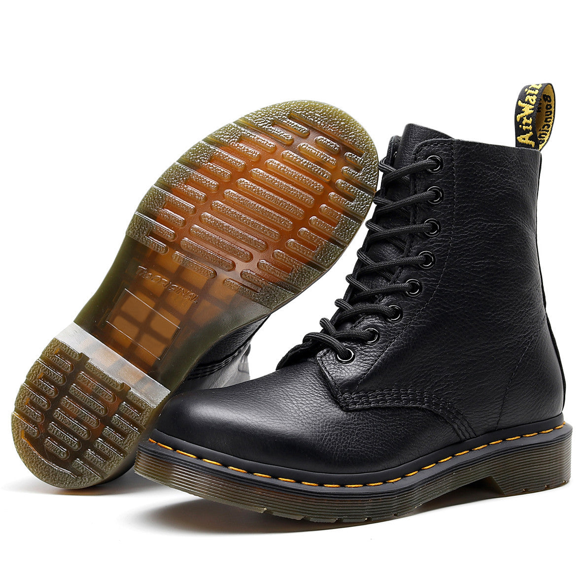 Women's & Men's Martin Motorcycle Slit Beads Couple Ankle Round Head Plus Women's Leather Boots