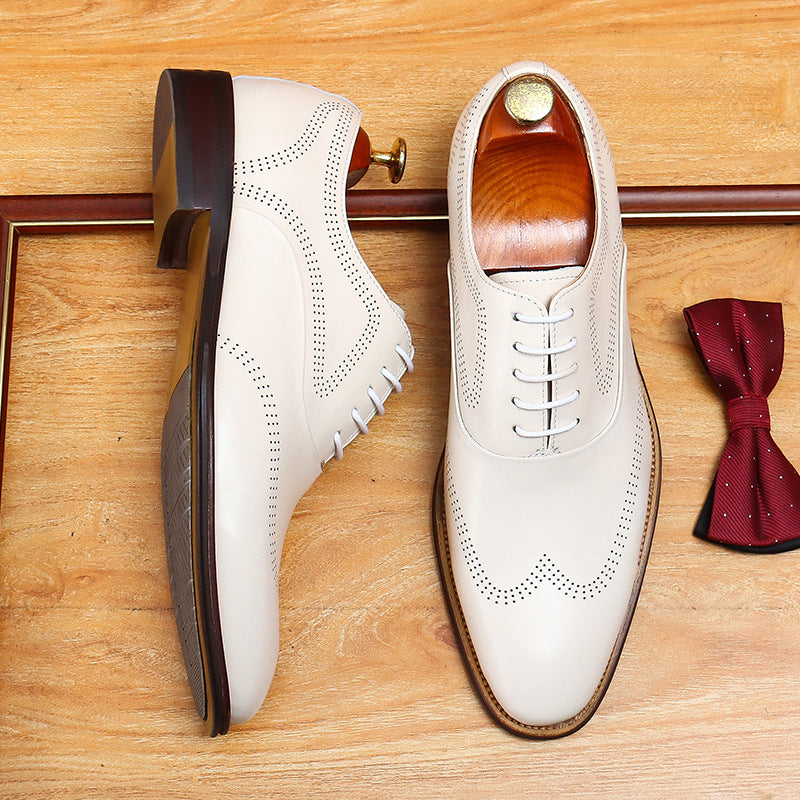 Men's Korean Formal Wear British White Fashion Men's Business Leather Shoes