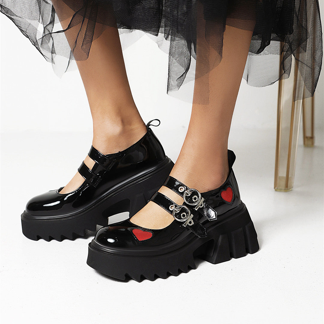 Women's Jane Autumn Platform Preppy Style Small Single-layer Retro Round Leather Shoes