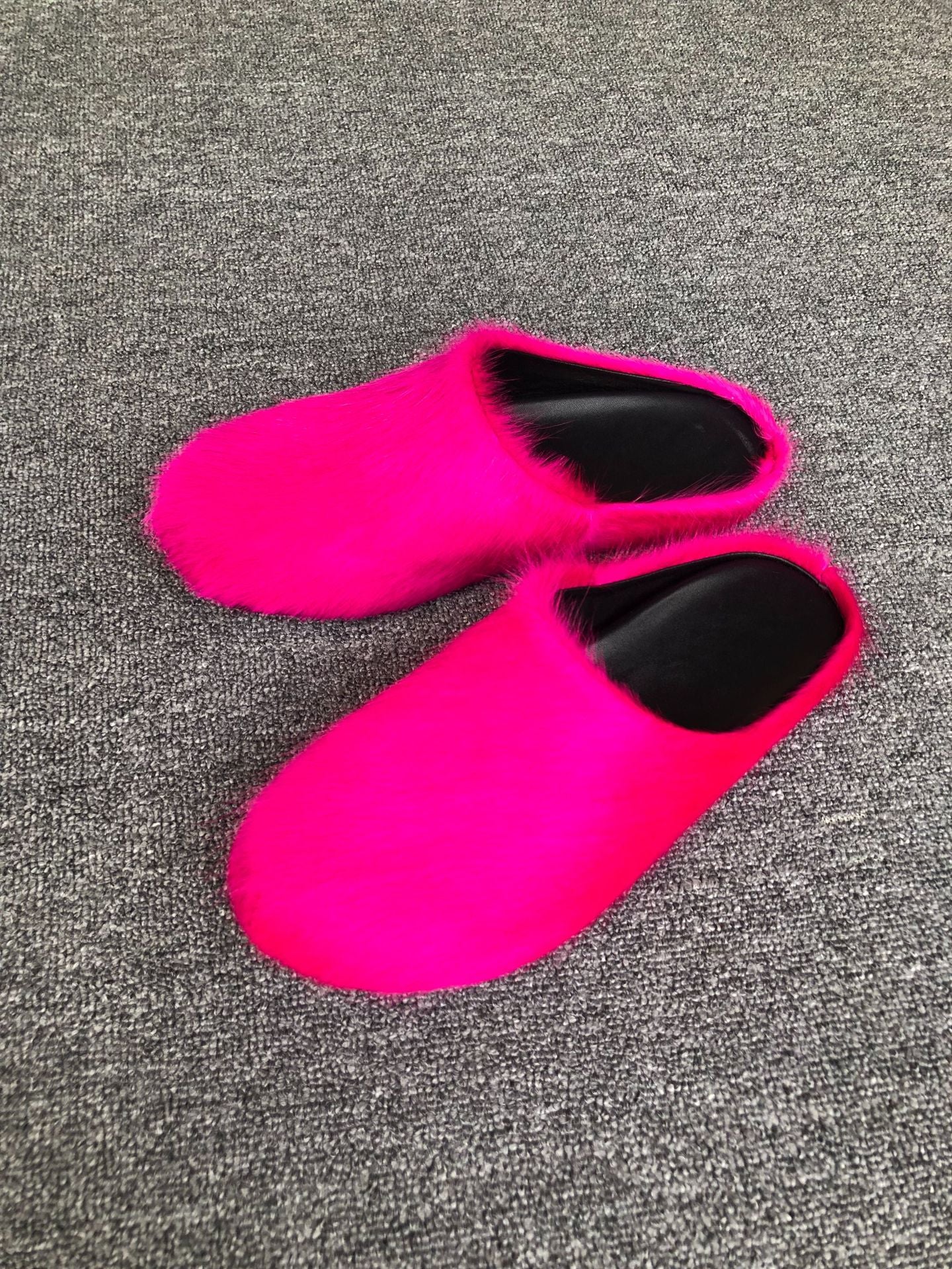 Women's Candy Color Genuine Horsehair Closed Toe Women's Shoes