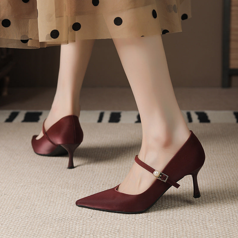 Women's Commute Buckle High Pointed Toe Stiletto Wedding Bridesmaid Party Heels