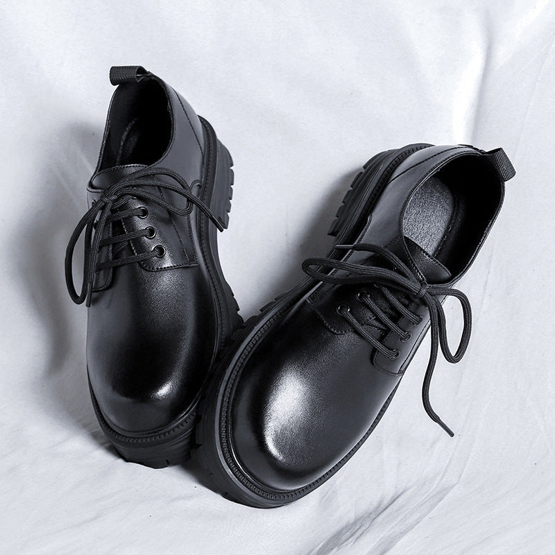 Men's Round Head Thick Bottom Fashion British Men's Business Leather Shoes