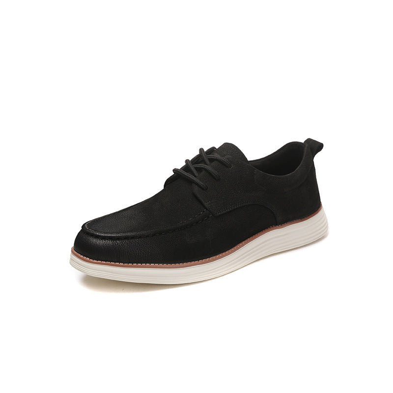 Men's Wax Frosted Cowhide Spring Light Bottom Leather Shoes