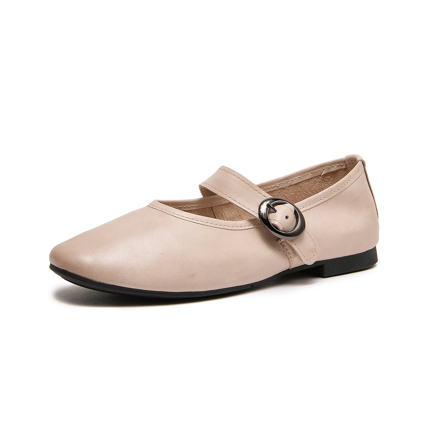 Women's Genuine Mary Jane Pointed Buckle Pink Soft Bottom Women's Casual Shoes
