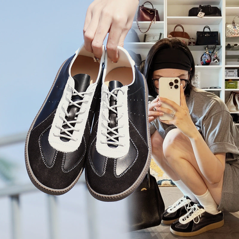 Flocking Calfskin Genuine Inside Outside Niche Sneakers