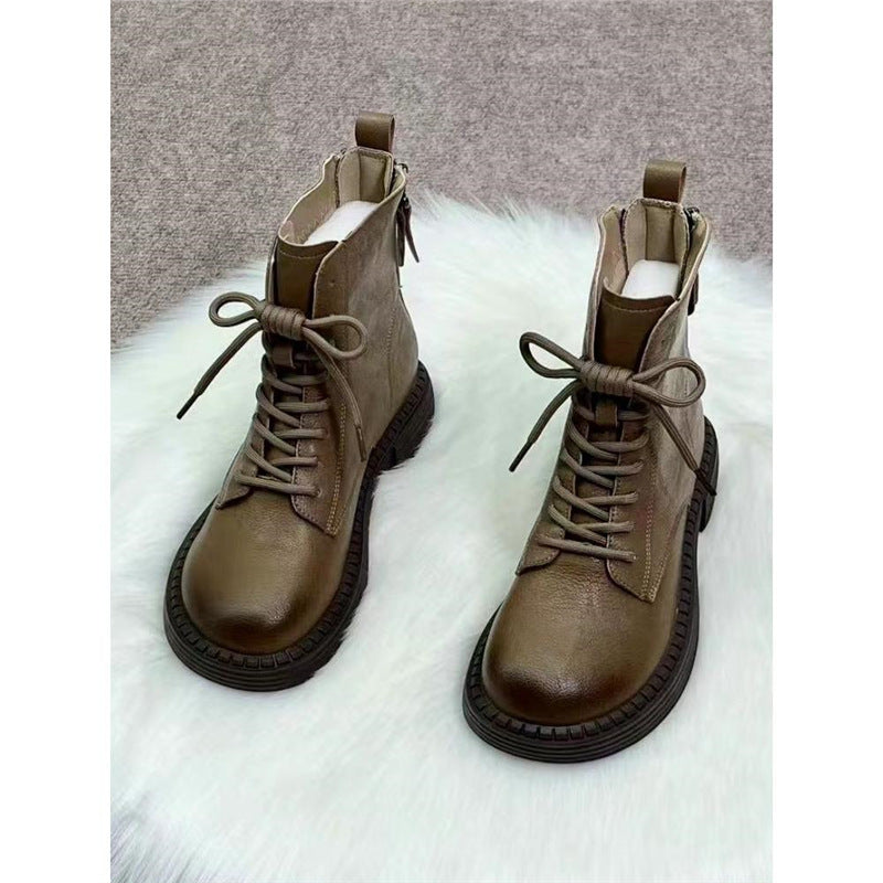 Women's Small Martin British Style Short Flat Women's Leather Boots