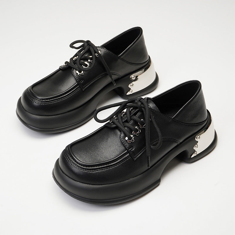 Jane British Style Authentic College Raise The Bottom Leather Shoes