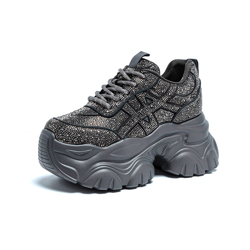 Women's Platform Dad Rhinestone Height Increasing Women's Casual Shoes
