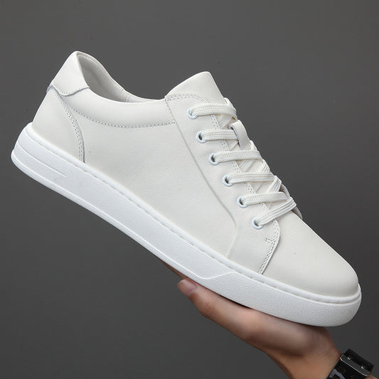Men's Trendy Genuine Sports Platform White Sneakers