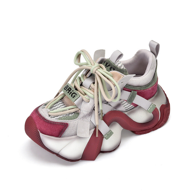 Women's Dad Color Matching Breathable Mesh Genuine Sports Versatile Platform Sandals