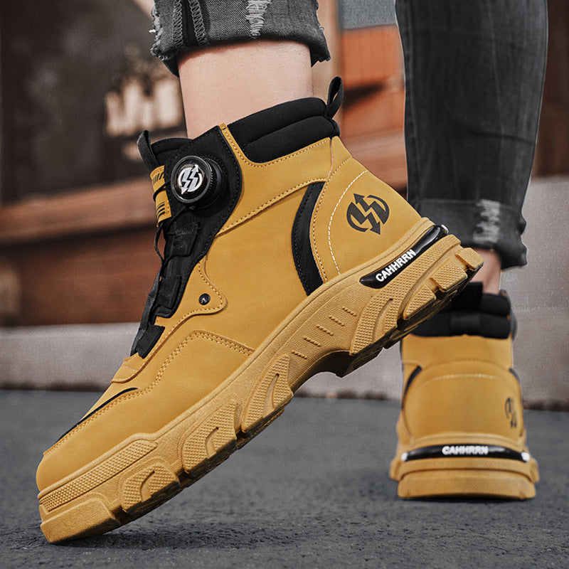 Men's Fashionable Rotating Button Slip-on Outdoor Sports Boots