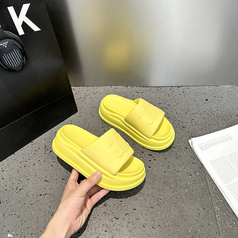 Women's Summer Outdoor Thick Bottom Fashion Velcro Word Thick-soles Slippers