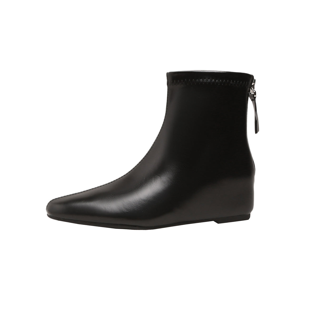 Women's Square Toe Temperament Wild Height Increasing Insole Skinny Retro Fashion Women's Leather Boots