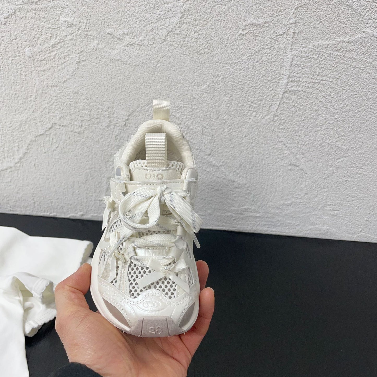 Ribbon Bow Paris Fashion Style Single Mesh Breathable Clunky Summer Sneakers
