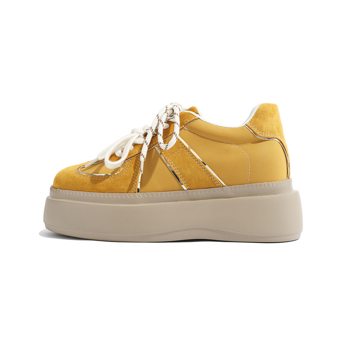 Women's German Training Yellow Platform Muffin Double Shoelace Leisure Women's Sports Shoes