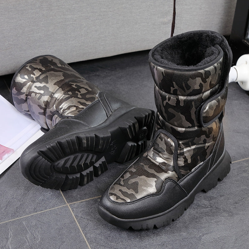 Men's Camouflage Plus Size Thick Bottom Fur Snow Boots