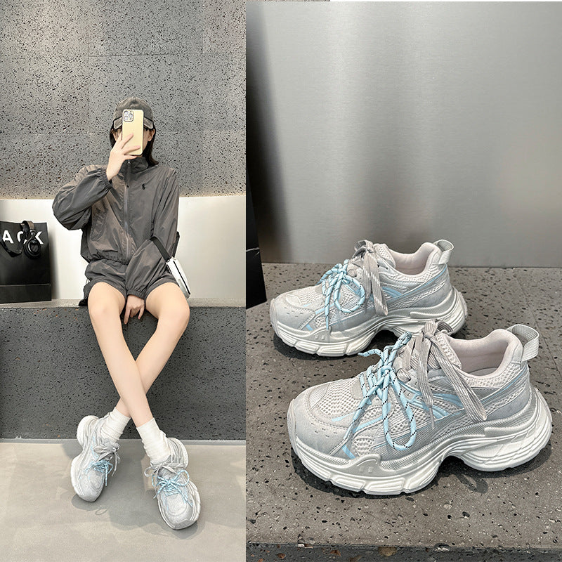 Women's Thick Sole Increased Purple Dad Spring Mesh Women's Sports Shoes
