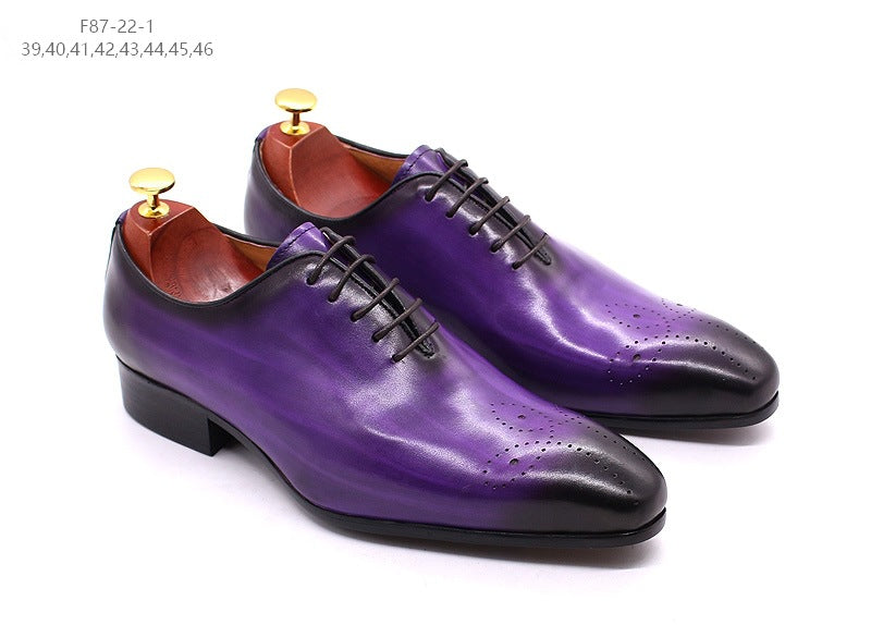 Men's Hand-rub Color Genuine Pointed Toe Men's Business Leather Shoes