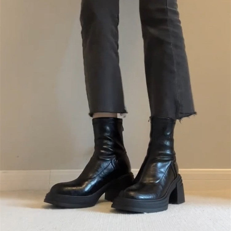 Women's Version Brown Retro Thick Bottom Martin Simple Boots
