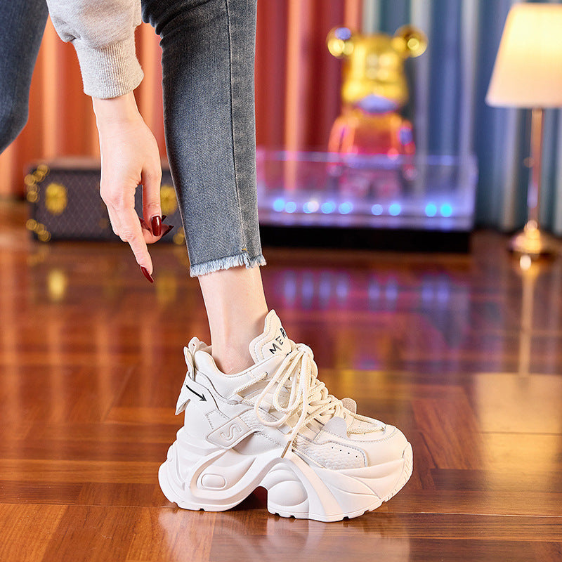 Women's Increasing Insole Dad Thick-soled White Platform Women's Casual Shoes