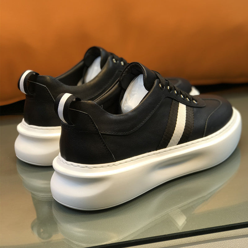 Men's British Style White Platform Hight Increasing Sneakers